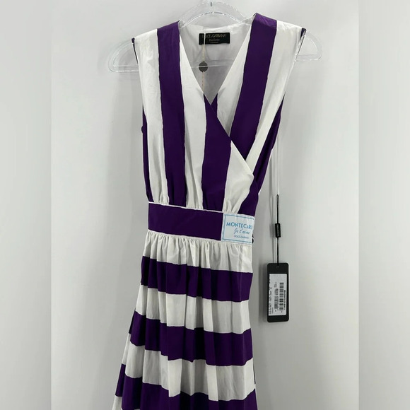 Dolce & Gabbana Monte Carlo Exclusive Je’ Taime Purple White Stripe Wrap Midi 38 - Picture 2 of 13